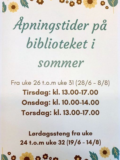 Åpningstider for sommeren